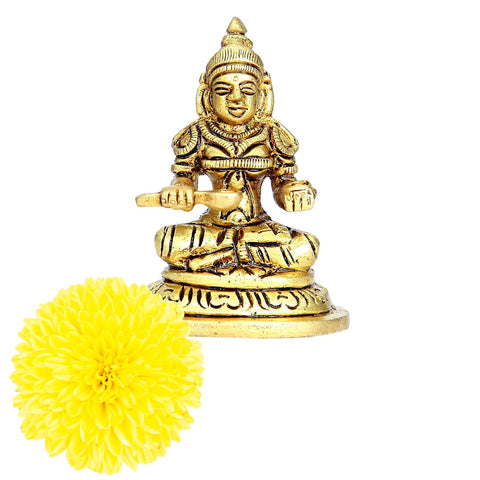 Divine Artz | Annapurani Idol Mini | Annapoorani Idol Mini | Annapoorani for Kitchen | Annapurani Silai Brass, 6cm Height, Brass, Gold Colour, 1 Piece