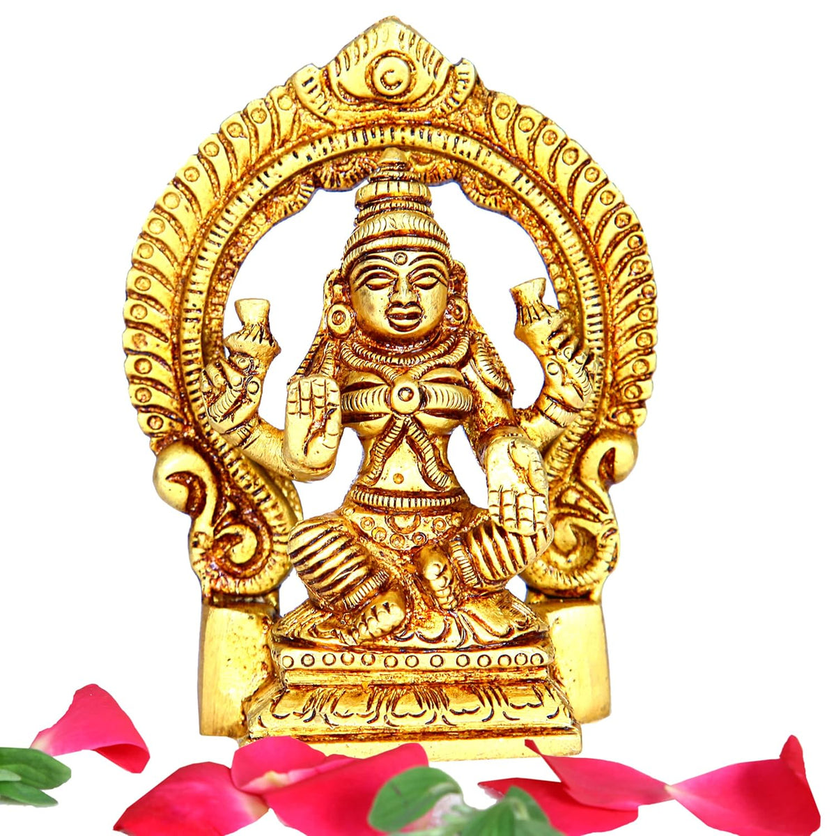 Divine Artz |  Laxmi Devi Brass Idol with Arch | Laxmi Idol Brass Small | Lakshmi Devi Idol | Lakshmi Silai | Lakshmi Devi Vigraham Brass 9 CM Height, Gold Colour 1 No