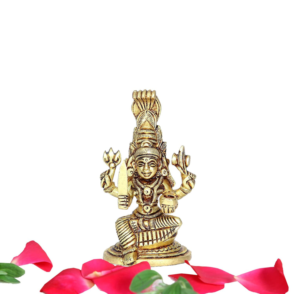 Divine Artz | Karumariamman Silai | Brass Karumariamman Idol | Karumariamman Statue Brass, 9.7cm Height, Gold Colour - (1 Piece)