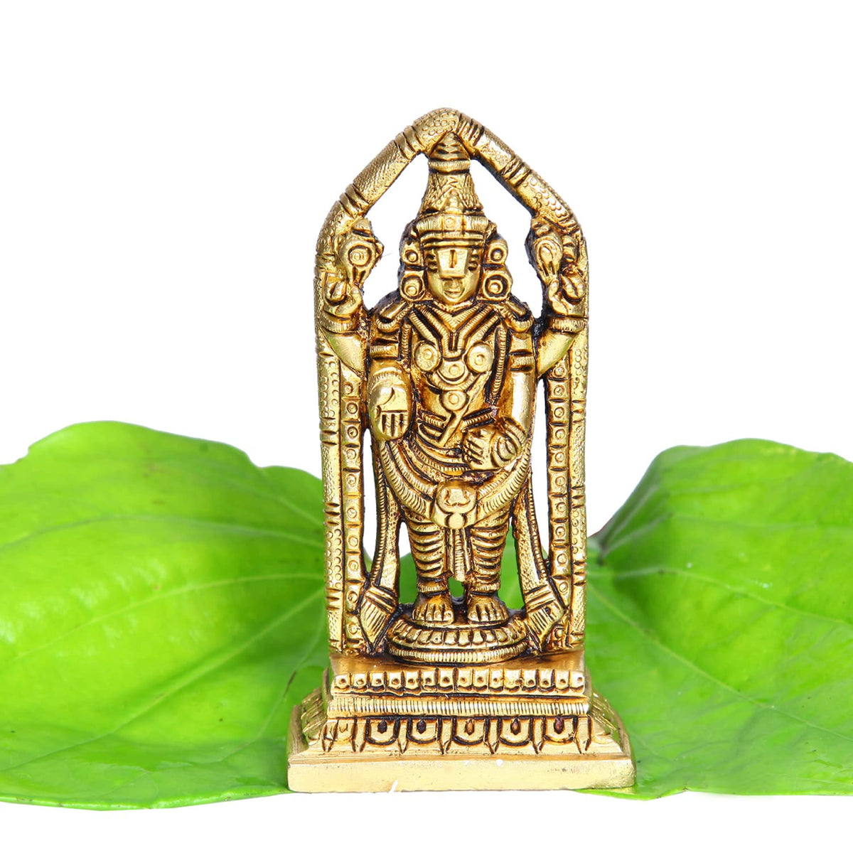 Divine Artz | Lord Venkateswara Idol Brass | Tirupati Balaji Idol Brass | Venkateswara Swamy Idol Brass, Medium, 11 cm, Gold Colour - (1 Piece)