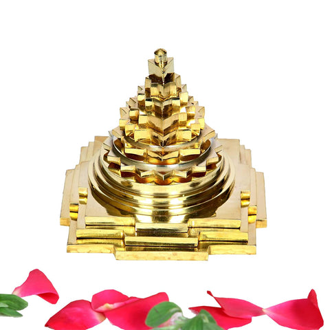 Divine Artz | Premium Maha Meru Shree Yantra Brass | Meru Shree Yantra Original with Full Solid Back, Size 3x3 Inch, Gold Colour(1 Piece)