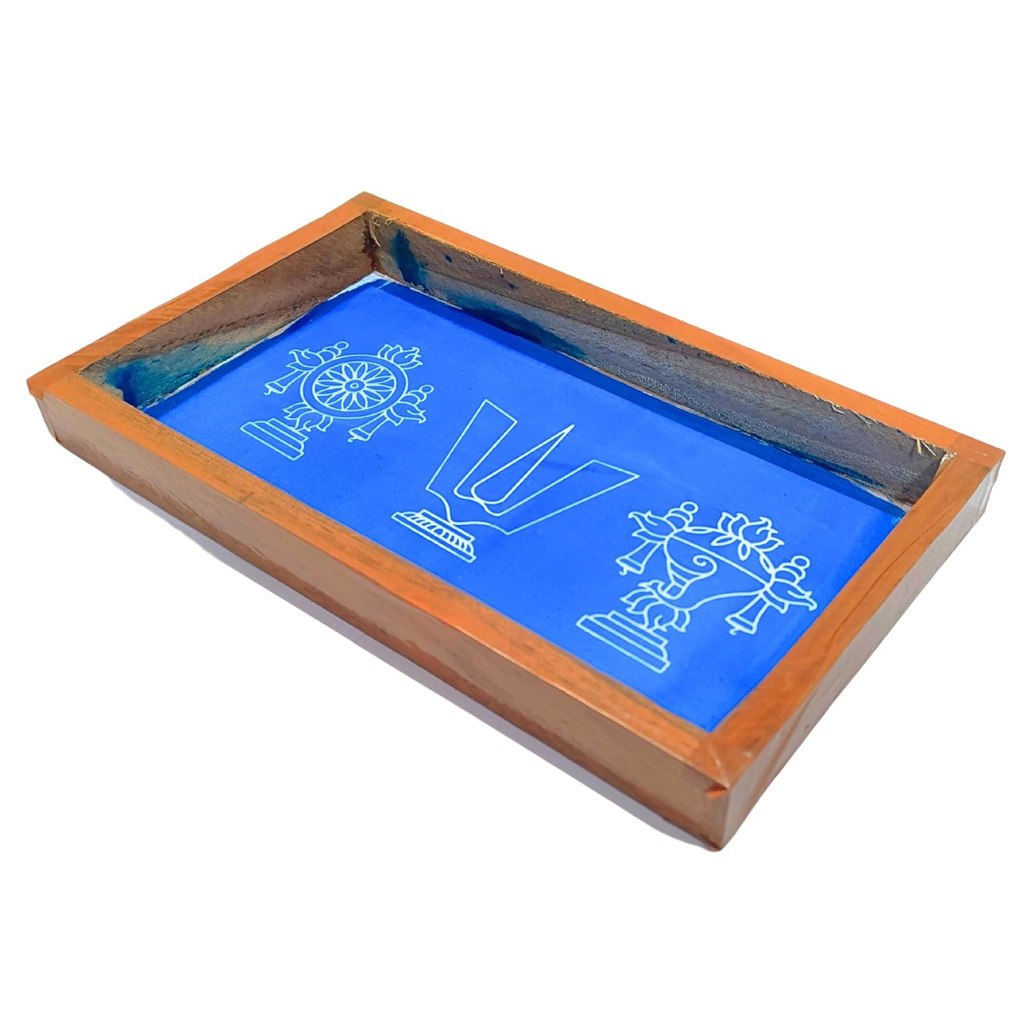 Divine Artz | Shankh Chakra Namah Rangoli Stencil Wooden, Rangoli Sacha Wooden, 1 Piece (9x5 Inches)