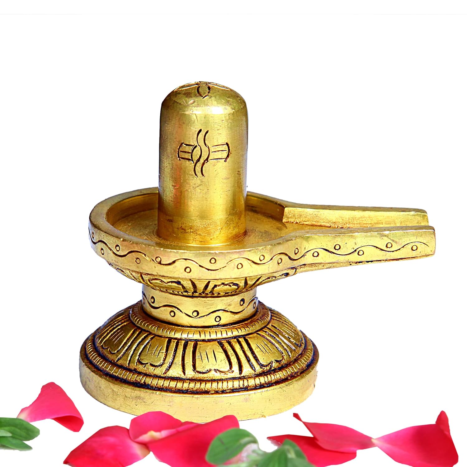 Divine Artz | Brass Shivling Medium | Brass Shiva Lingam | Brass Sivalingam for Puja Medium | Shivling for Pooja Brass 7CM Height Brass Gold Colour 1 Piece