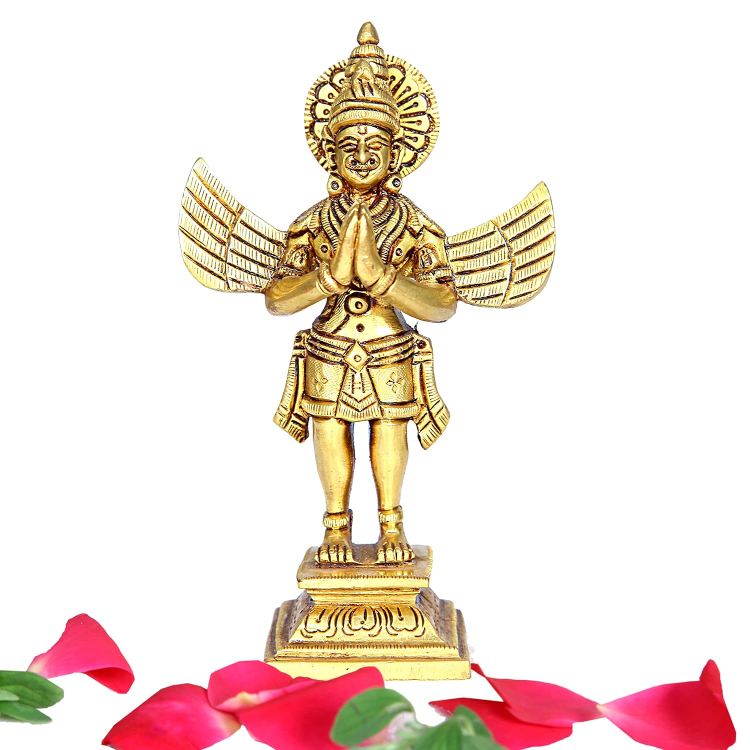 Divine Artz | Garudalwar Statue Brass | Premium Karudalwar Statue 13.5cm Height, Brass, Gold Colour, 1 Piece