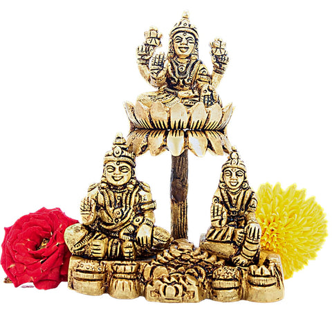 Divine Artz | Lakshmi Kubera Statue | Lakshmi Kuberar Idol Brass | Kuber Laxmi Murti Statue, Brass, 5 Inches Height, Gold Colour, 1 Piece