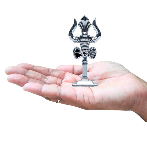 Divine Artz | Trishul for Car Dashboard | Soolam for Car Dashboard, Metal, 1 Piece (Silver Colour)