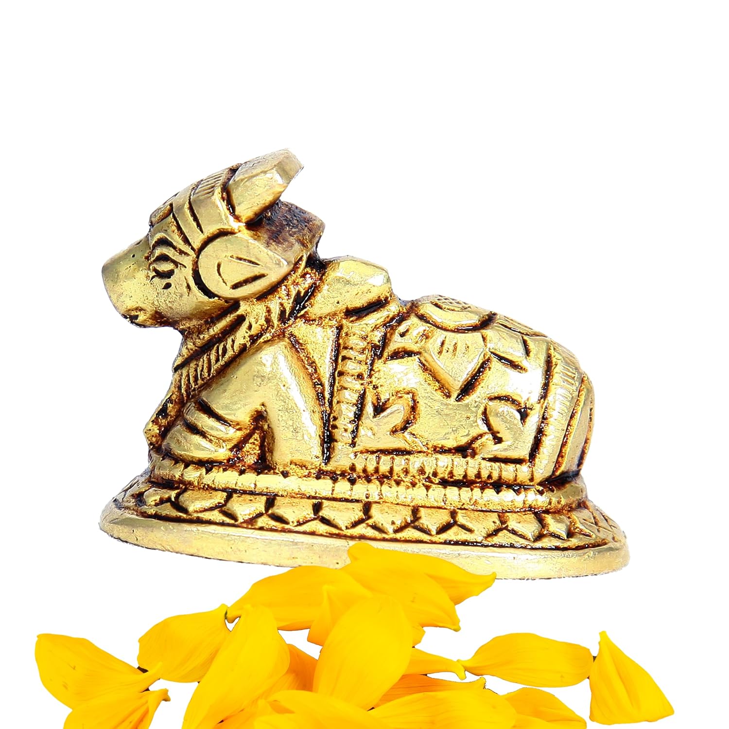 Divine Artz | Chotta Nandi Idol Brass | Chotta Nandi Statue for Puja Brass, Gold Colour - (1 Piece)