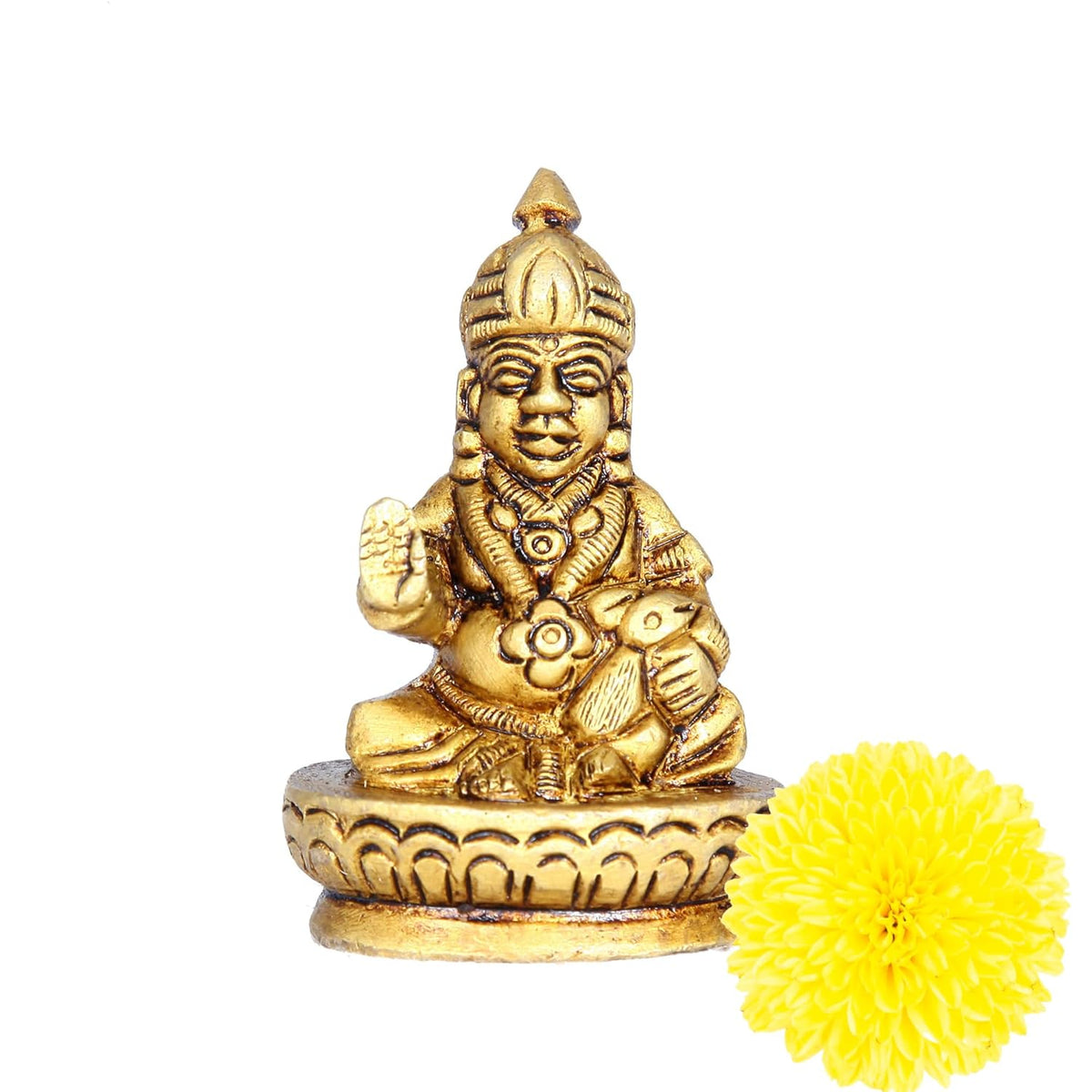 Divine Artz | Kuber Murti Oval Base | Kubera Statue Small | Brass Kuber Statue for Vastu, 6.5Cm Height, Gold Colour, 1 Piece