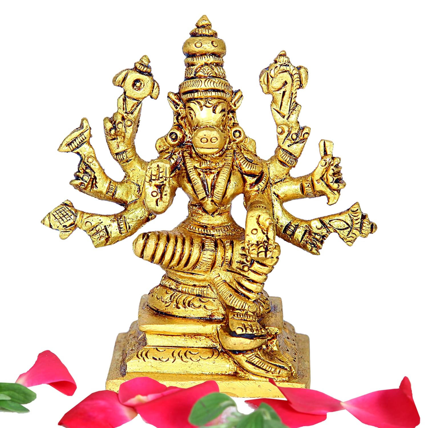 Divine Atrz | Small Varahi Amman Statue | Varahi Amman Silai Small | Small Varahi Statue | Varahi Amman Idol Brass 7.5 CM Height, Gold Colour 1 No