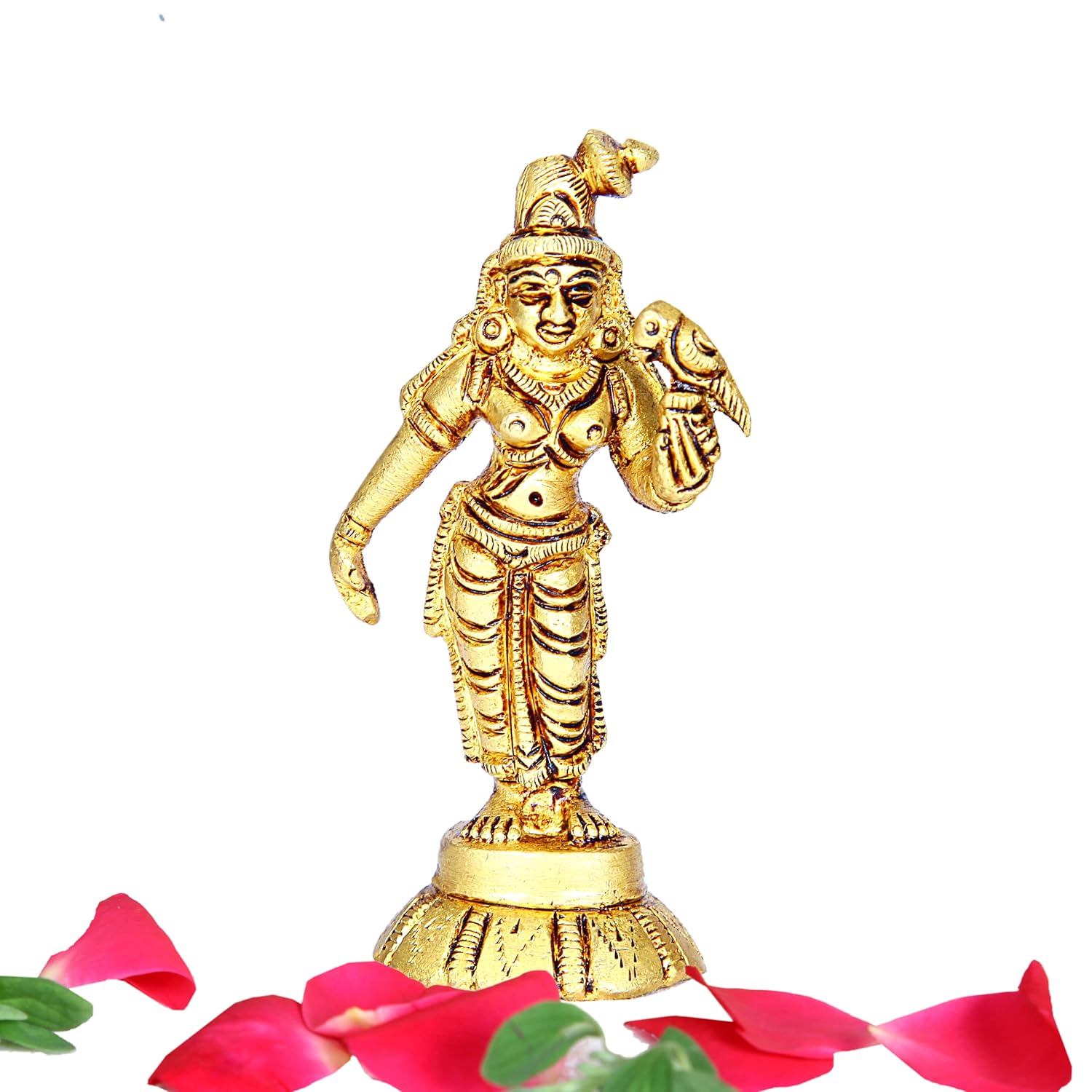 Divine Artz |  Andal Idol Brass Small | Andal Devi Idol | Andal Idol Small | Andal Devi Idol Brass, Height 8CM Gold Colour 1 Piece