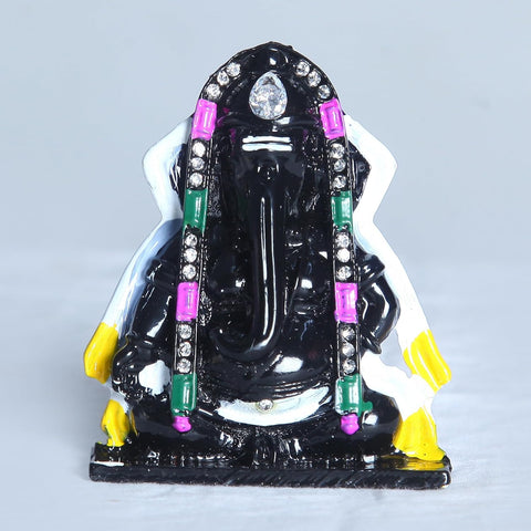 Divine Artz | Pillayarpatti Vinayagar Idol for Car Dashboard | Karpaga Vinayagar Statue for Car Black Colour, Metal, 1 Piece