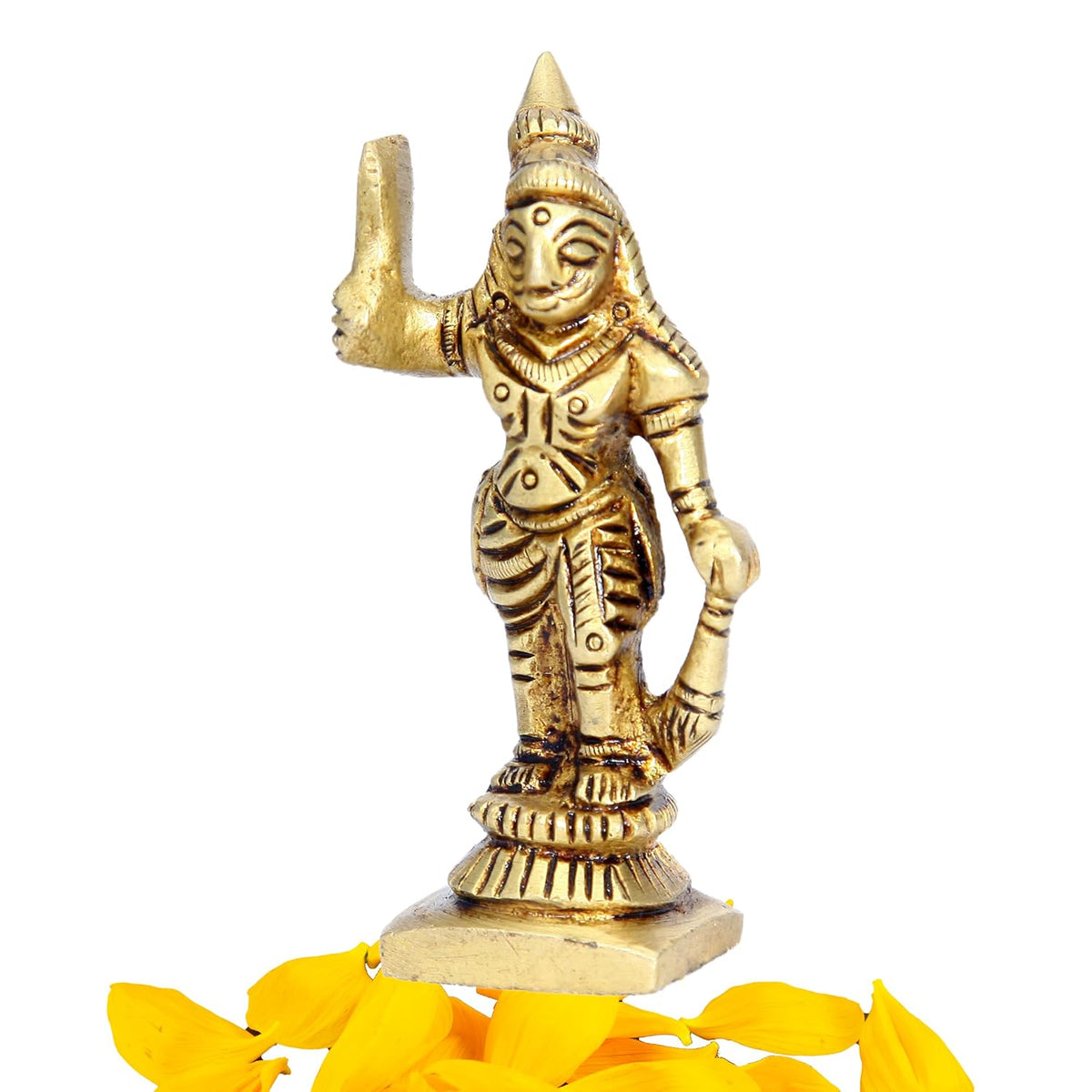 Divine Artz | Madurai Veeran Idol Small | Small Madurai Veeran Statue | Small Madurai Veeran Silai Brass, Height 7 CM, Gold Colour, 1 Piece