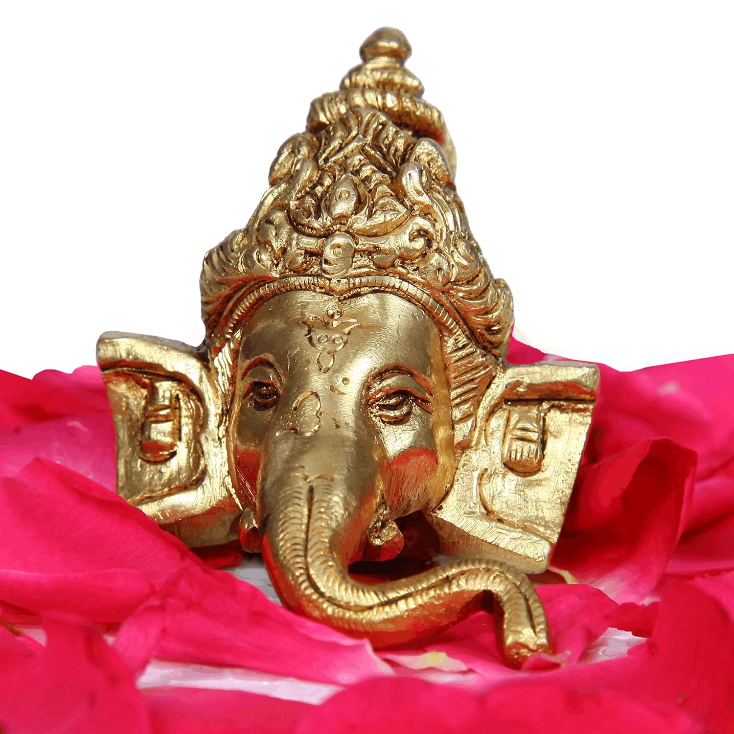 Divine Artz | Ganesh Face Wall Hanging | Brass Ganesha Idol Wall Hanging | Wall Hanging Ganesha 7cm Height, Gold Colour(1 Piece)