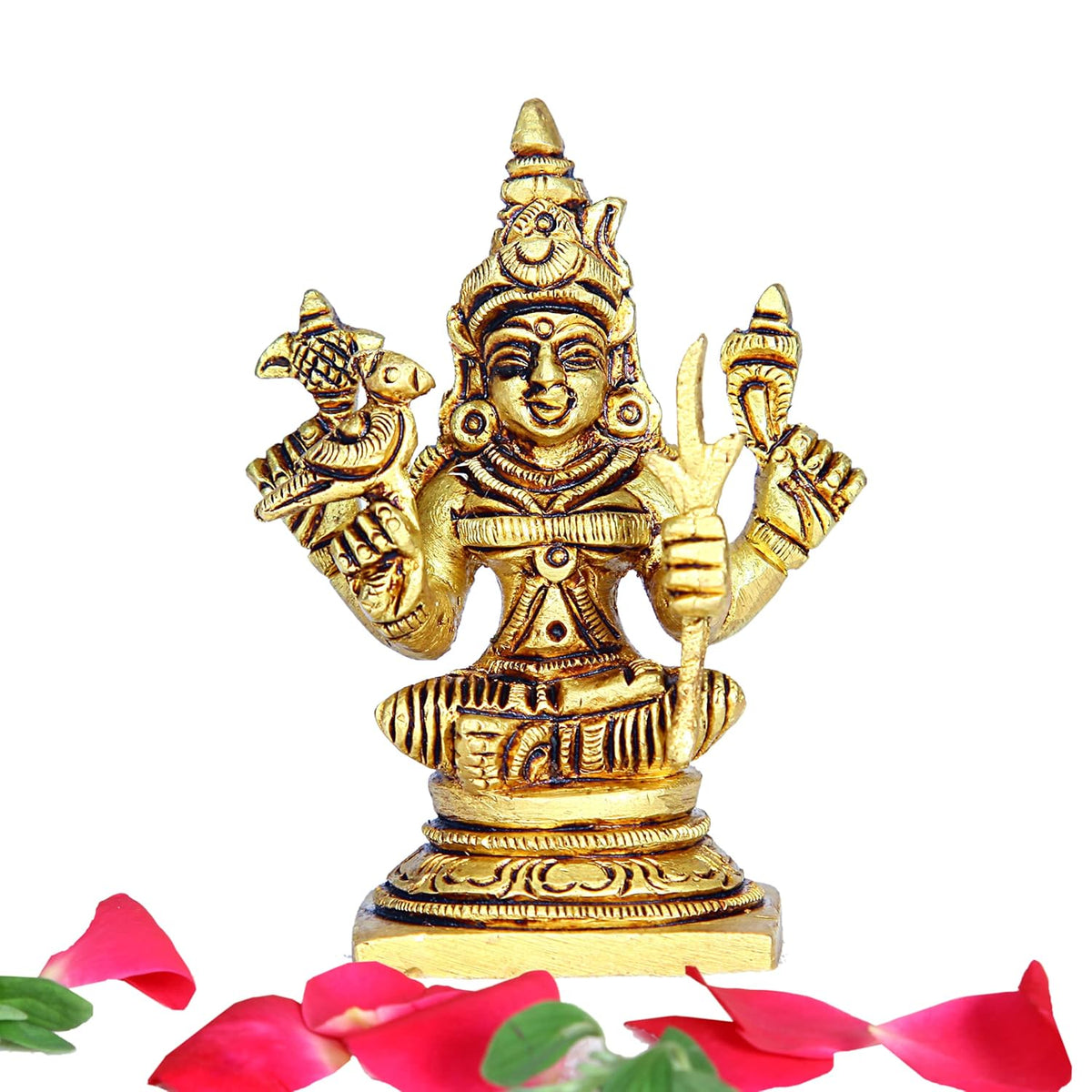 Divine Artz | Kamakshi Amman Statue | Kamakshi Amman Idol | Kamatchi Amman Silai Brass, 7cm Height, Gold Colour - (1 Piece)