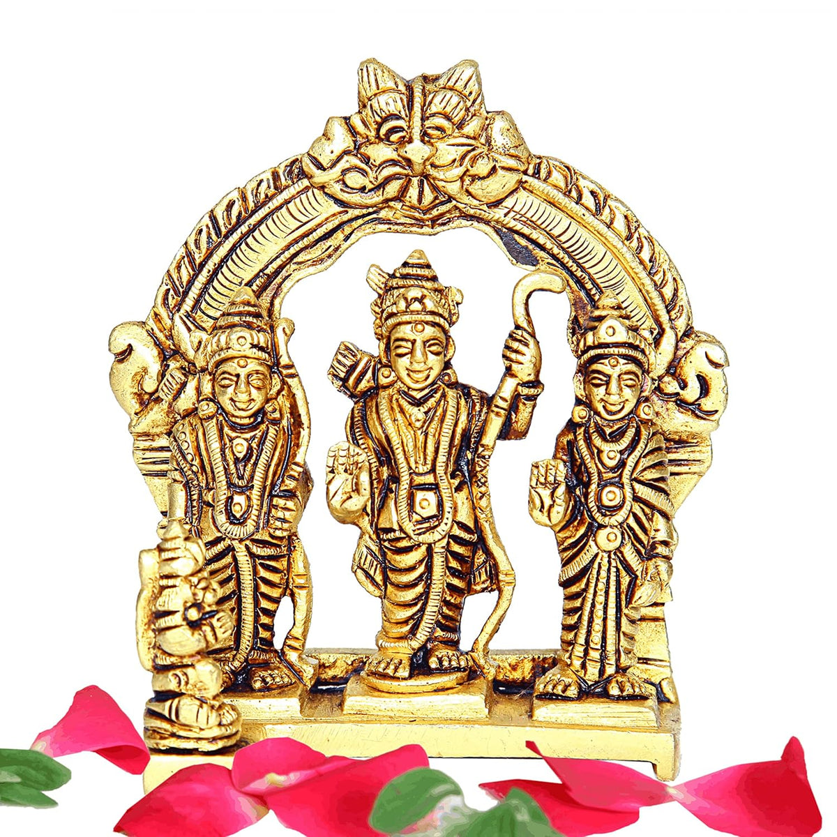 Divine Artz | Ram Darbar Statue Brass | Ram Darbar Murti Brass | Ramar Pattabhishekam Brass 10.5 CM Height Brass Gold Colour 1 Piece