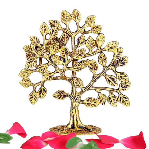 Divine Artz |  Karpaga Viruksham Tree | Kalpavriksha Tree | Kalpa Vruksha Tree Brass, 15cm Height, Gold Colour - (1 Piece)