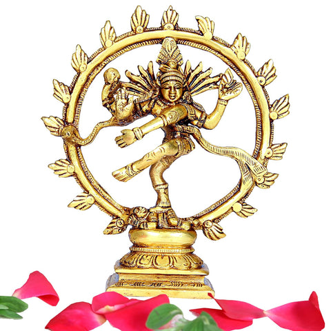 Divine Artz | Nataraj Statue Brass | Nataraja Idol Brass | Lord Nataraja Statue Brass, Height 16.5 CM Gold Colour 1 Piece