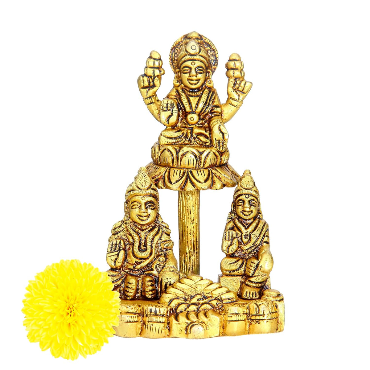 Divine Artz | Lakshmi Kubera Statue Small | Small Lakshmi Kuberar Idol Brass, 4 Inches Height, Gold Colour, 1 Piece