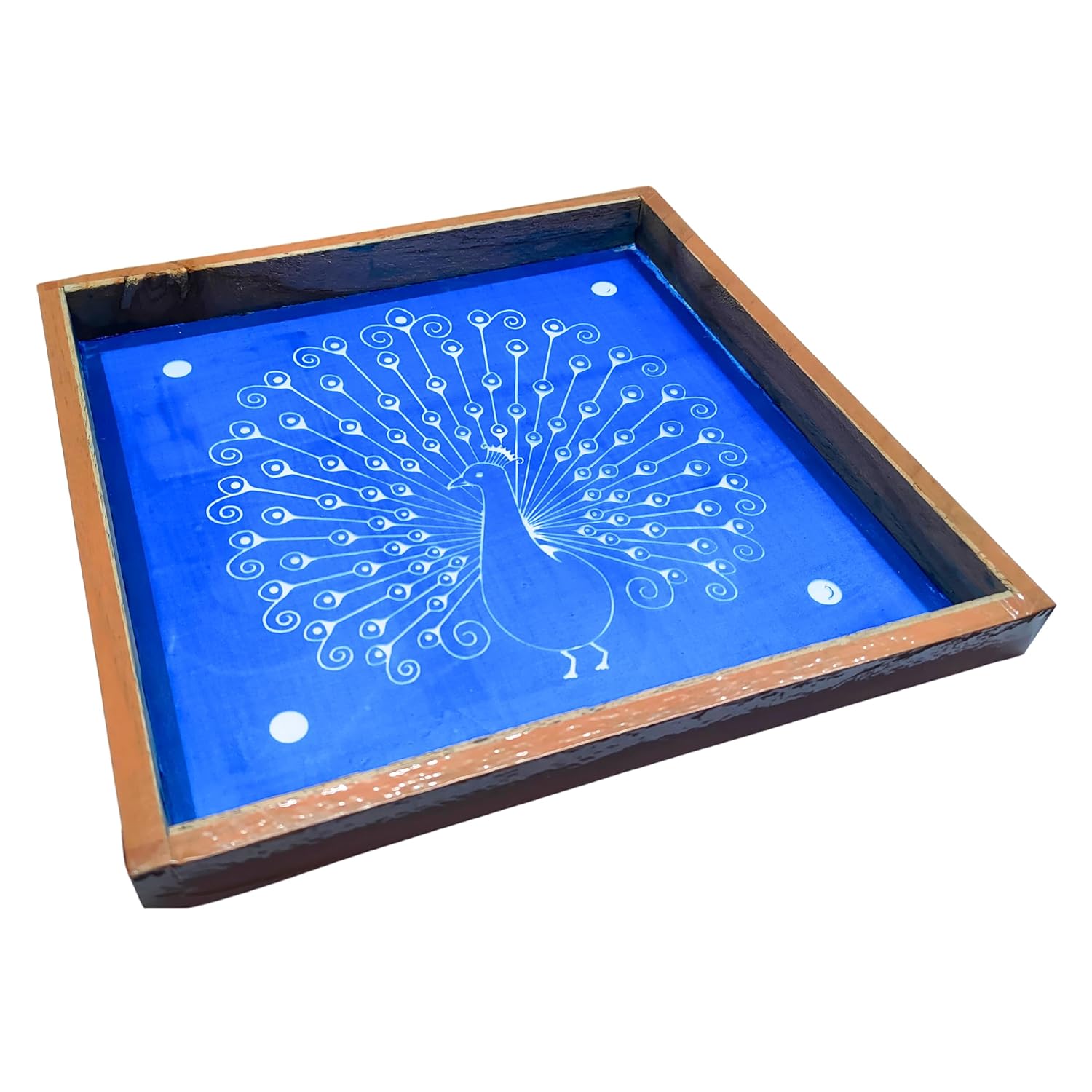 Divine Artz | Peacock Rangoli Stencil Wooden, Rangoli Sacha Wooden, 1 Piece (10x10 Inches)