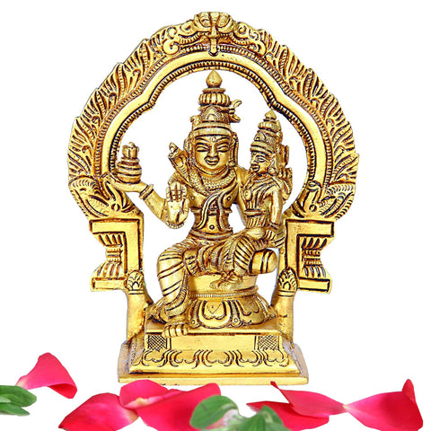 Divine Artz | Swarna Akarshana Bhairavar Silai with Thiruvachi | Sorna Akarshana Bhairavar Statue | Swarna Akarshana Bhairava Idol Brass, Height 15CM Gold Colour 1 Piece