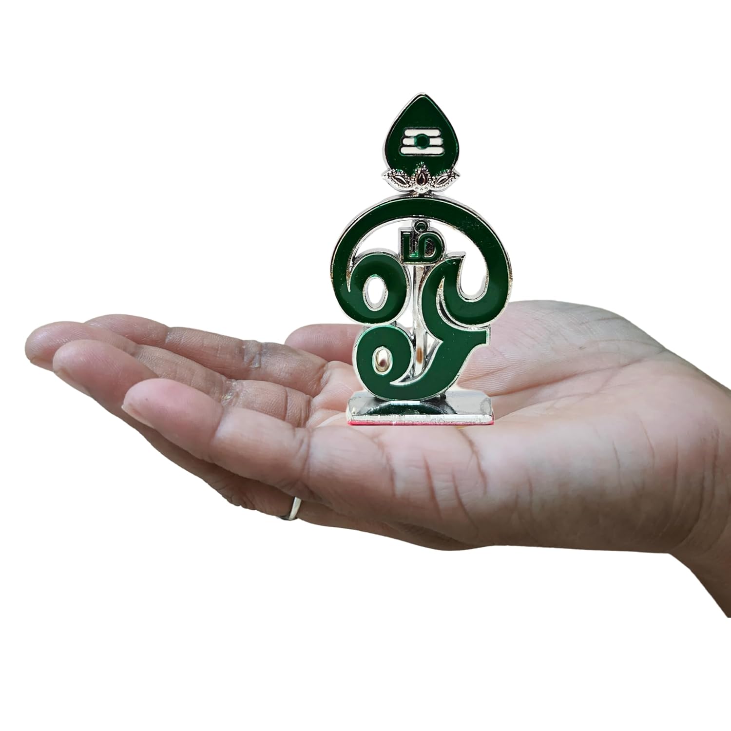 Divine Artz | Tamil Om Idol for Car Dashboard | Om Vel for Car Dashboard, Metal, 1 Piece (Green)