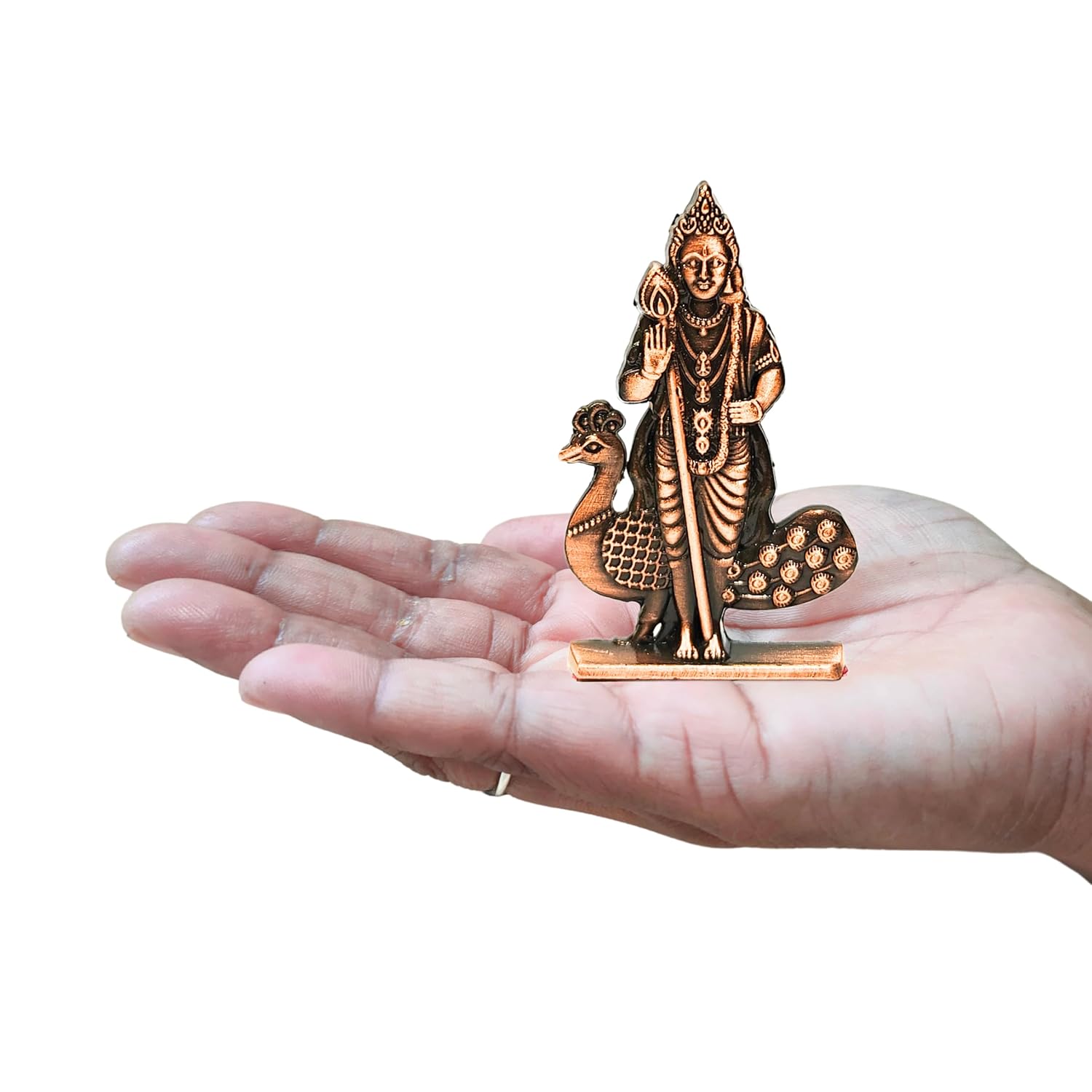 Divine Artz | Murugan Statue for Car Dashboard | Kartikeya Idol for Car Dashboard, Metal, 1 Piece (Copper Colour)