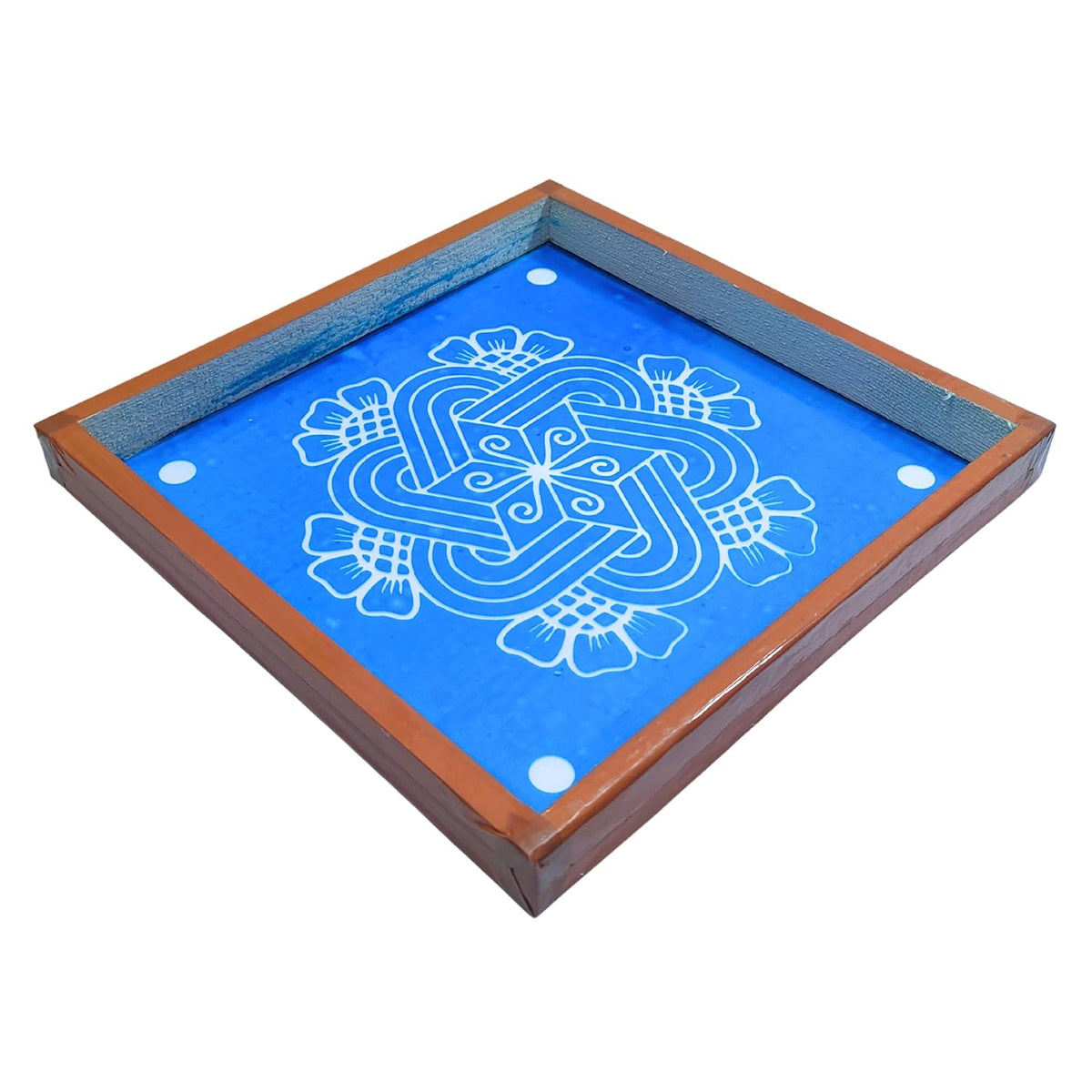 Divine Artz | Flower Padi Kolam Rangoli Stencil Wooden, Rangoli Sacha Wooden, 1 Piece (10x10 Inches)