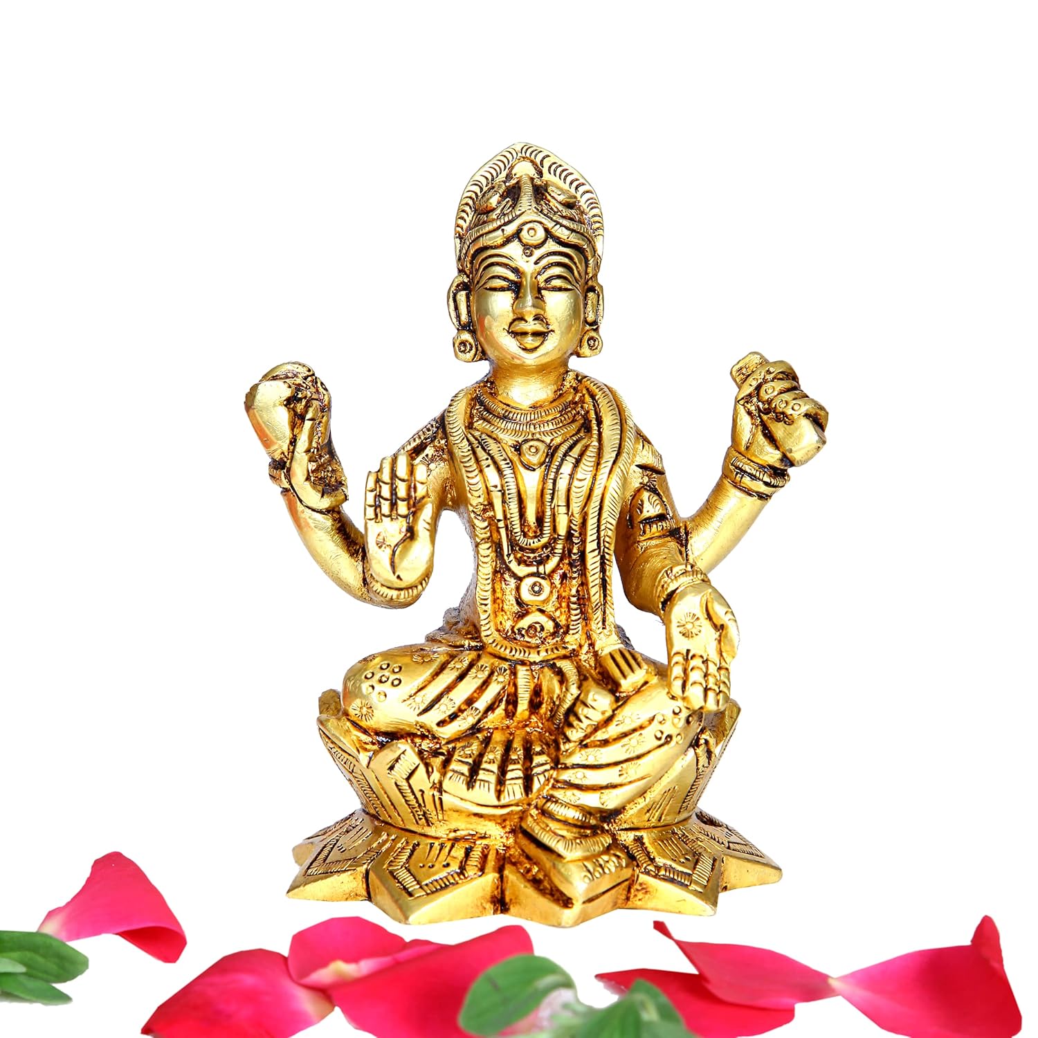 Divine Artz | Balambika Idol Brass | Premium Finish Balambigai Statue | Bala Tripura Sundari Idol, 10cm Height, Gold Colour - (1 Piece)