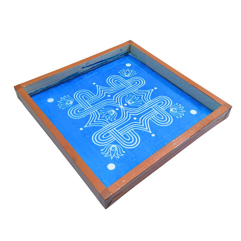 Divine Artz | Padi Kolam Rangoli Stencil Wooden(Design 4), Rangoli Sacha Wooden, 1 Piece (10x10 Inches)