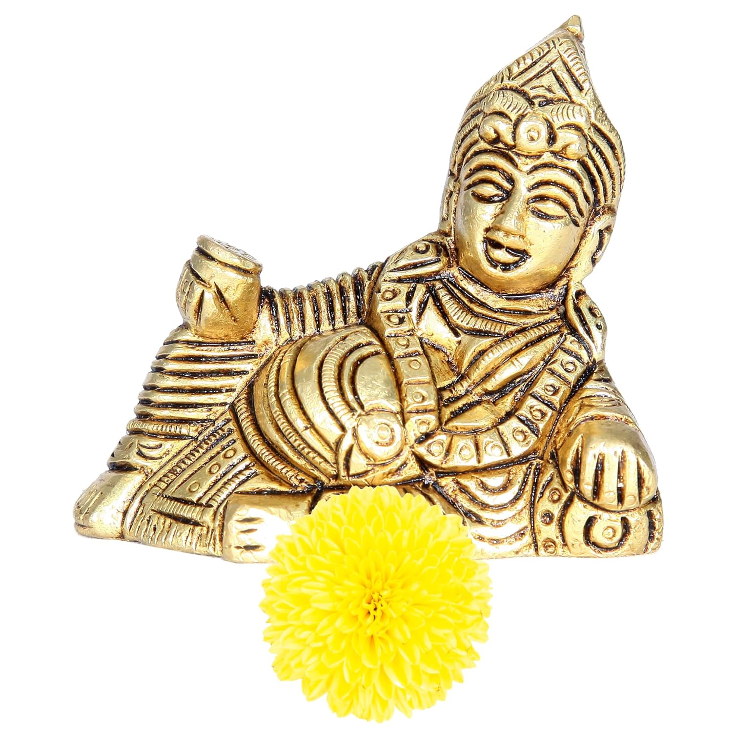 Divine Artz | Kuber Maharaj Murti | Kuber Maharaj Idol | Kuber Maharaj Ki Murti Brass, 6.5Cm Height, Gold Colour, 1 Piece