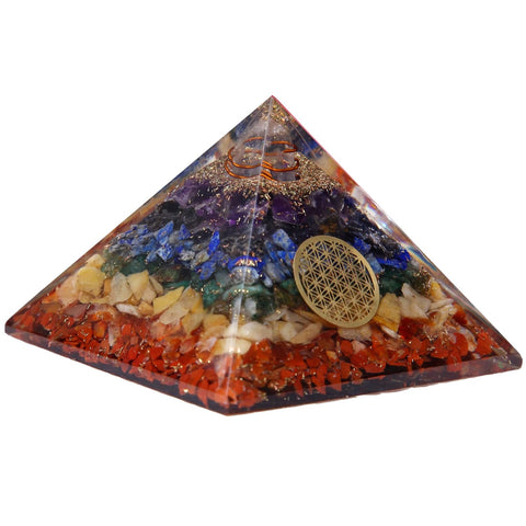 Divine Artz | 7 Chakra Orgonite Pyramid | 7 Chakra Orgone Pyramid, (3.4 Inch Width X 2.5 Inch Height), 1 Piece