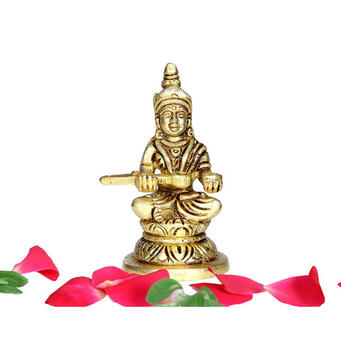 Divine Artz | Brass Annapoorani Statue | Brass Annapurna Devi Idol | Annapurani Silai Brass, 8.5cm Height, Gold Colour - (1 Piece)