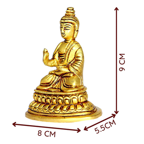 Divine Artz | Buddha Statue | Buddha Idol | Brass Buddha Statue | Brass Buddha Idol | Brass Buddha Small | Lord Buddha Statue Brass 9CM Height, Gold Colour 1 No