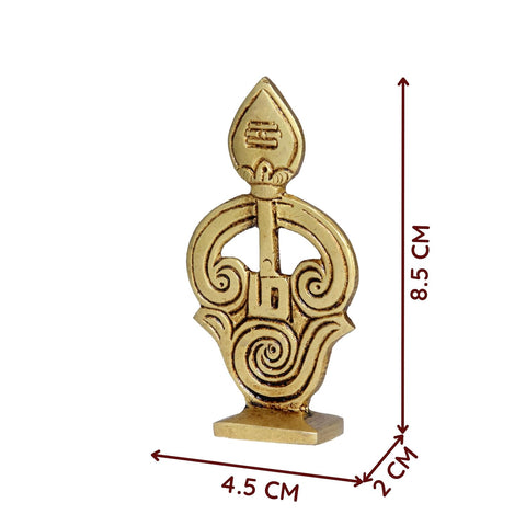 Divine Artz | Brass Om Vel with Stand, Height 8.5 CM, Gold Colour, 1 Piece