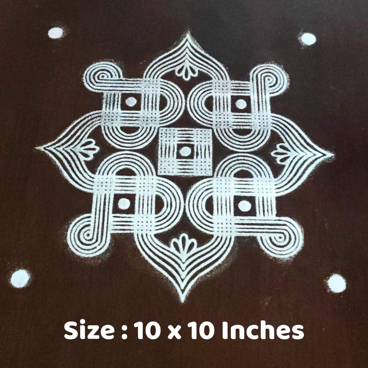 Divine Artz | Padi Kolam Rangoli Stencil Wooden(Design 5), Rangoli Sacha Wooden, 1 Piece (10x10 Inches)