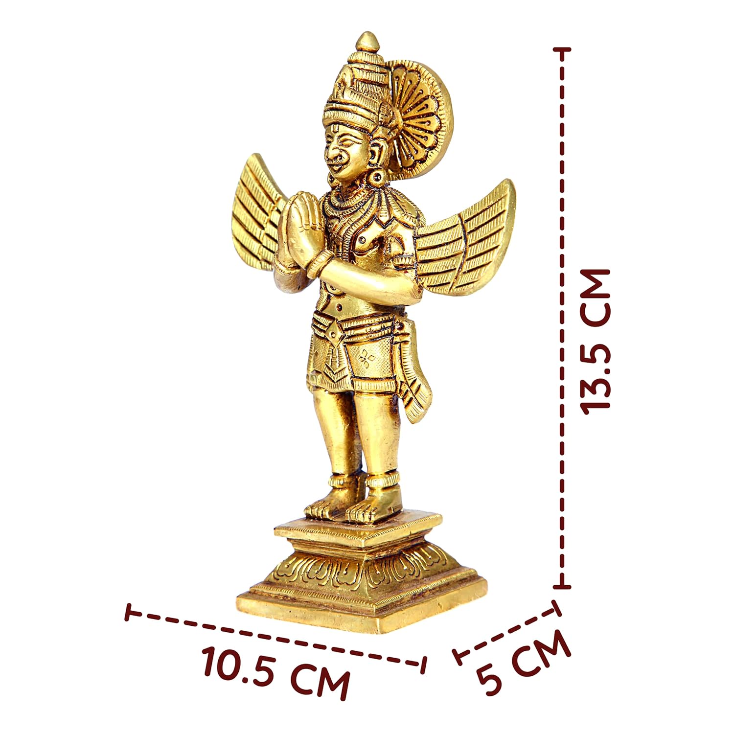 Divine Artz | Garudalwar Statue Brass | Premium Karudalwar Statue 13.5cm Height, Brass, Gold Colour, 1 Piece