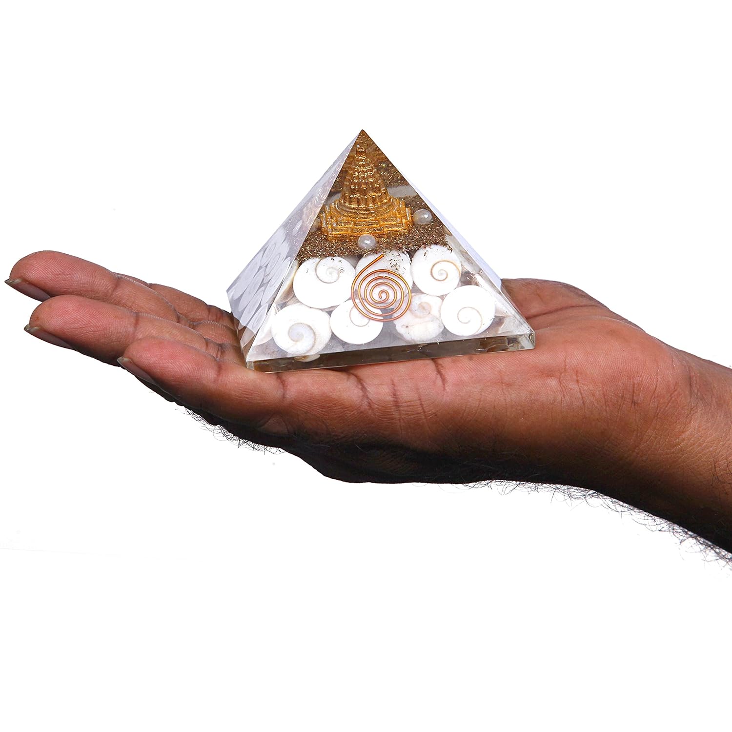 Divine Artz | Orgonite Pyramid with Mahameru Shree Yantra - Energy Generator Pyramid Vastu Pyramid Reiki Healing Pyramids & Feng Shui Pyramid (3 Inch Width X 2 Inch Height) 1 Piece