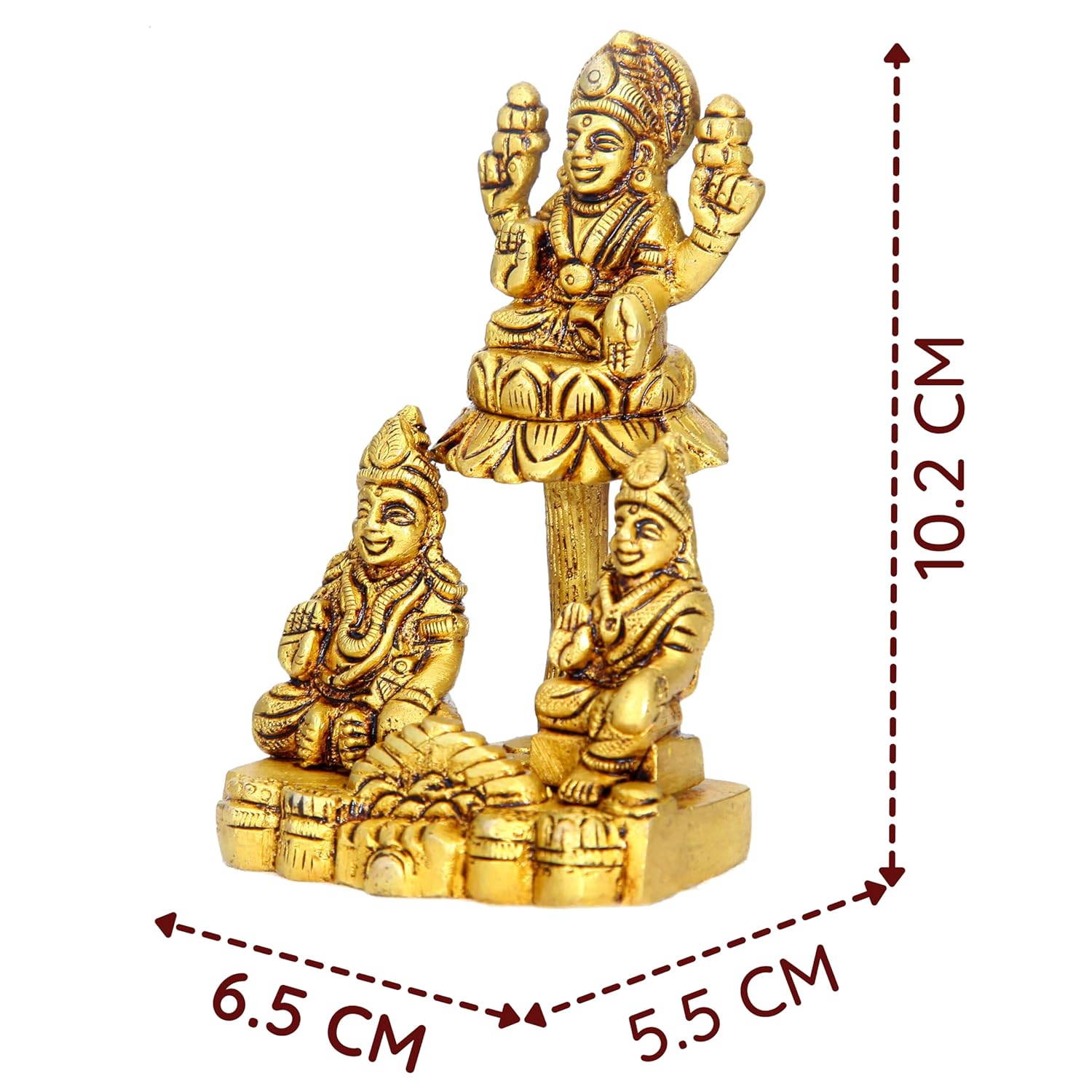 Divine Artz | Lakshmi Kubera Statue Small | Small Lakshmi Kuberar Idol Brass, 4 Inches Height, Gold Colour, 1 Piece