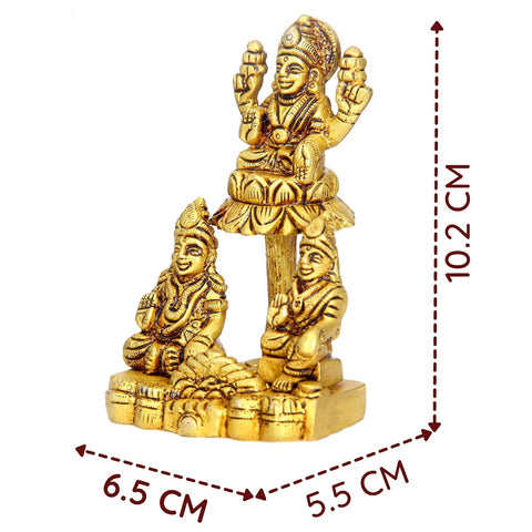 Divine Artz | Lakshmi Kubera Statue Small | Small Lakshmi Kuberar Idol Brass, 4 Inches Height, Gold Colour, 1 Piece