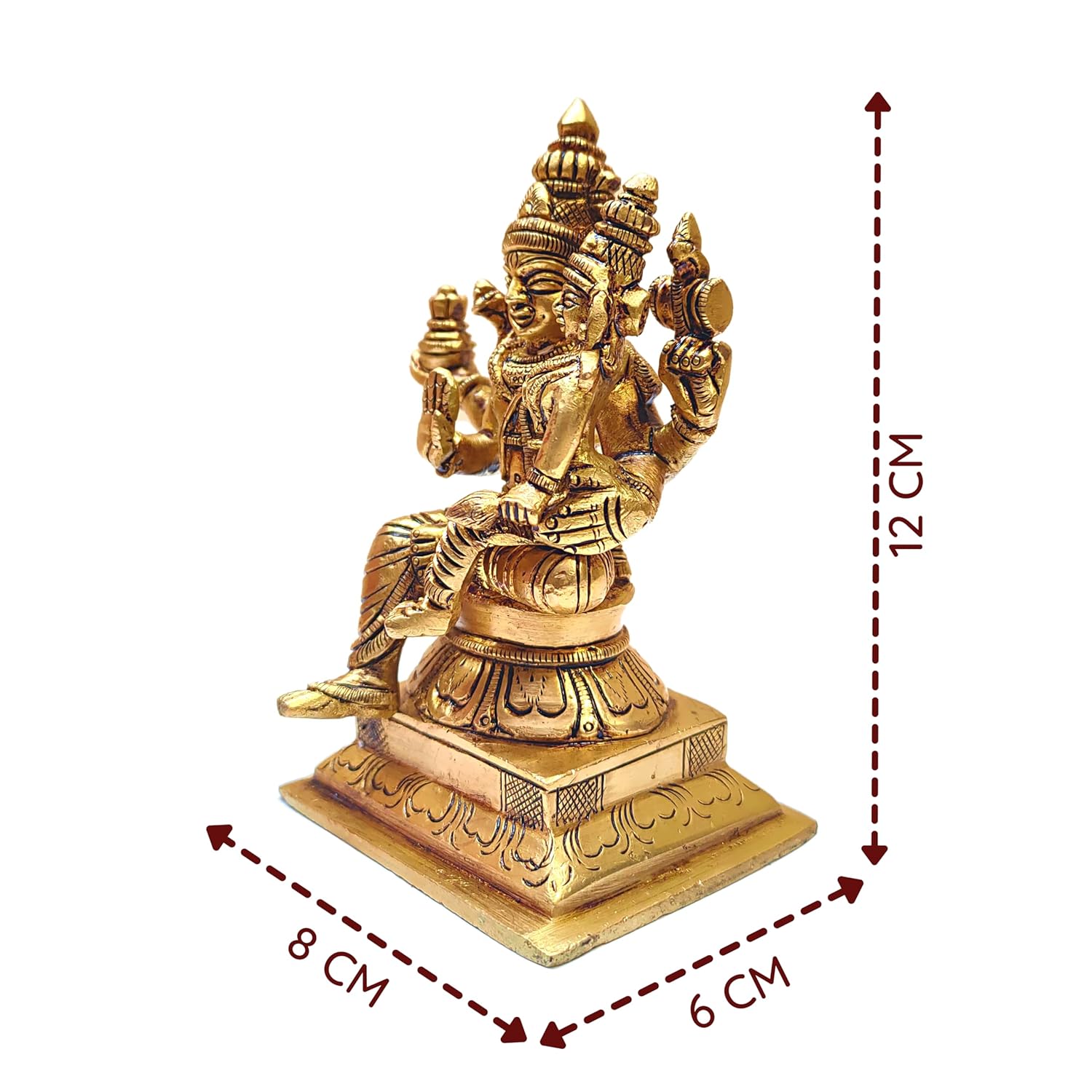 Divine Artz |Swarna Akarshana Bhairava Idol | Swarna Akarshana Bhairava Statue | Swarna Akarshana Bhairavar Silai, Brass, Height 12CM, Gold Colour, 1 Piece