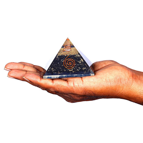 Divine Artz | Original Black Tourmaline Orgone Pyramid | Black Tourmaline Pyramid Crystal | Orgonite Pyramid for Reiki Healing Vastu Pyramid (3 Inch Width X 2 Inch Height) 1 Piece