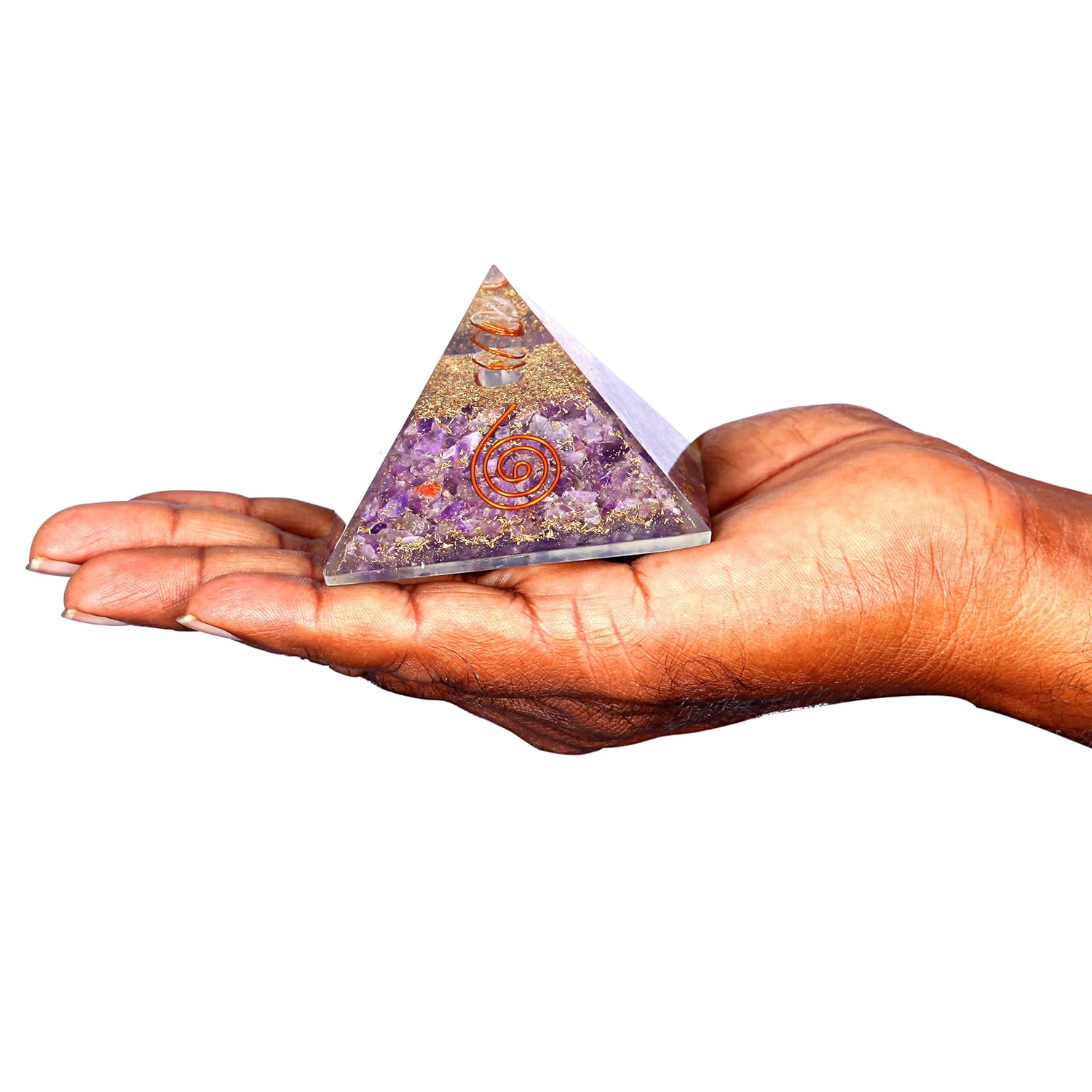 Divine Artz | Original Amethyst Orgonite Pyramid | Amethyst Orgone Pyramid | Orgonite Pyramid for Reiki Healing Vastu Pyramid (3 Inch Width X 2 Inch Height) 1 Piece