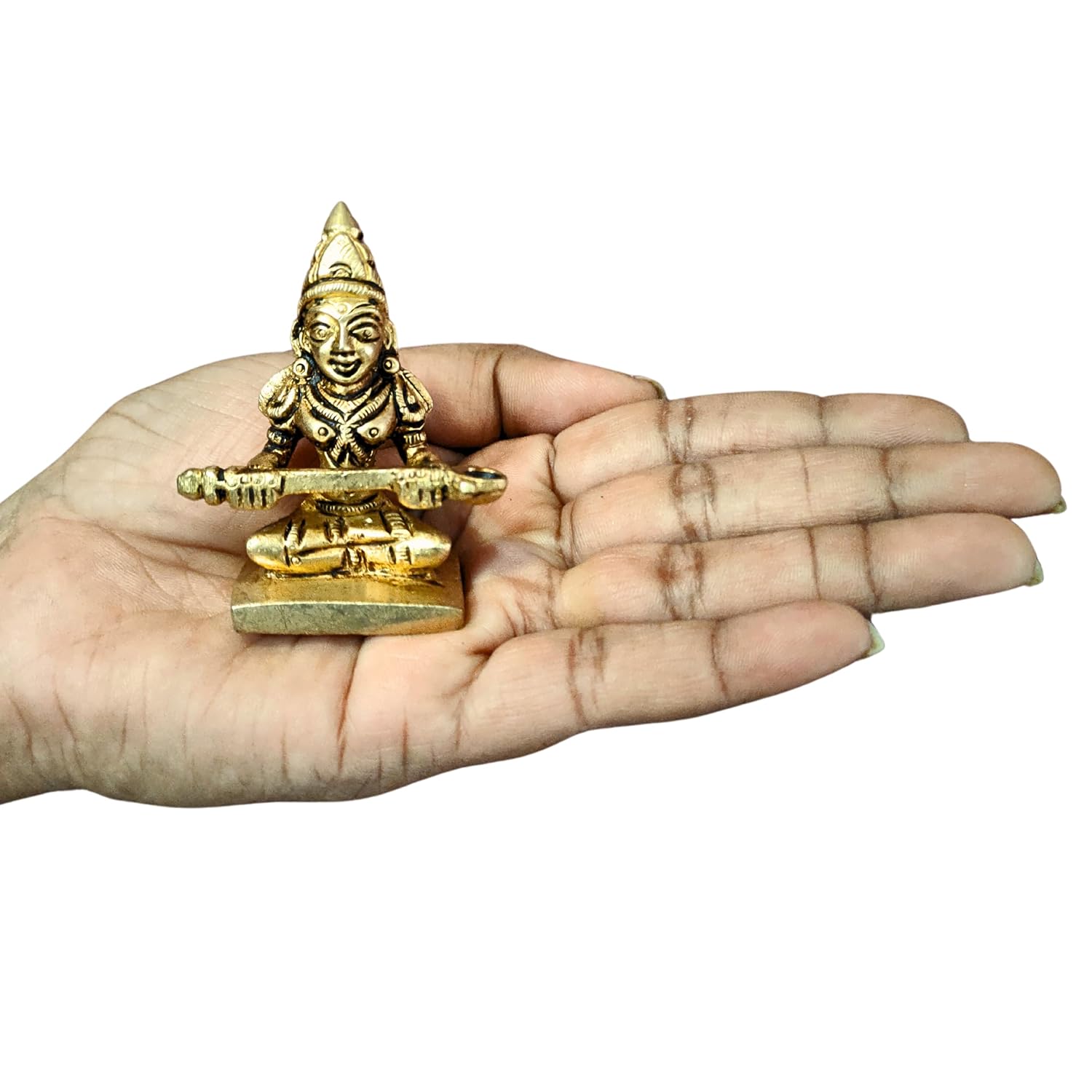 Divine Artz | Chotta Annapurna Devi Idol Brass | Chotta Annapoorani Statue Brass Gold Colour 1 Piece, Brass, Gold Colour, 1 Piece