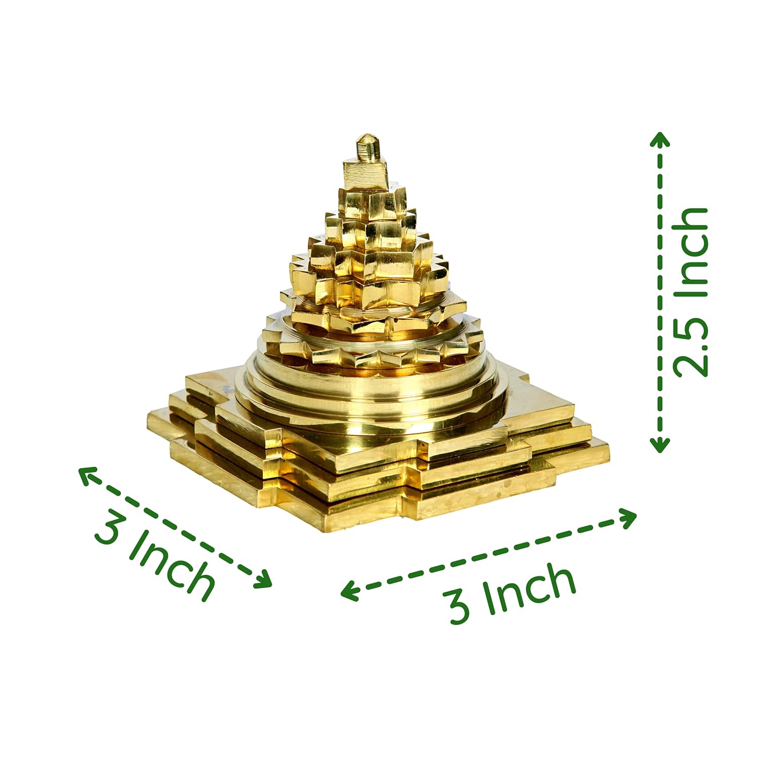 Divine Artz | Premium Maha Meru Shree Yantra Brass | Meru Shree Yantra Original with Full Solid Back, Size 3x3 Inch, Gold Colour(1 Piece)