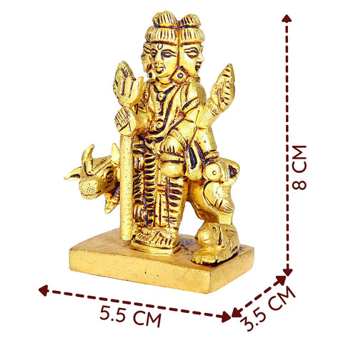 Divine Artz | Datta Murti Small | Dattatreya Idol Small | Dattatreya Murti Small | Datta Guru Murti Small | Dattatreya Idol Brass 8 CM Height Brass Gold Colour 1 Piece