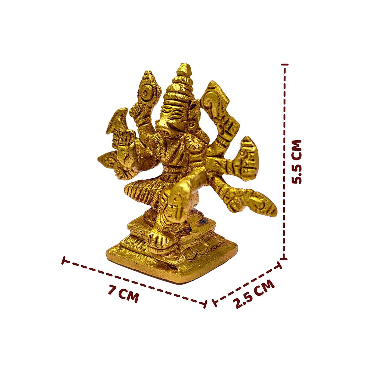 Divine Artz | Varahi Amman Idol Mini | Mini Varahi Amman Statue | Varahi Amman Silai Mini | Mini Varahi Statue Brass, 5.5 CM Height, Gold Colour, 1 No