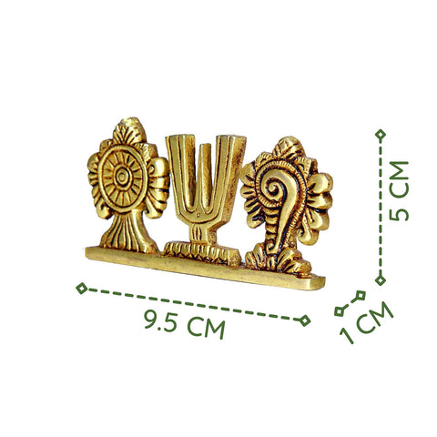 Divine Artz | Thenkalai Shankh Chakra Namah Stand/Thenkalai Thiruman Sangu Chakram Stand, Brass, 5cm Height, Gold Colour, 1 Piece