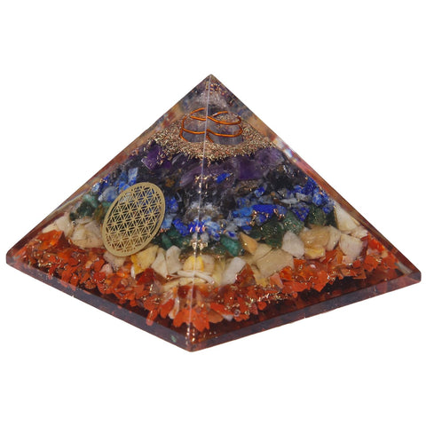 Divine Artz | 7 Chakra Orgonite Pyramid | 7 Chakra Orgone Pyramid, (3.4 Inch Width X 2.5 Inch Height), 1 Piece