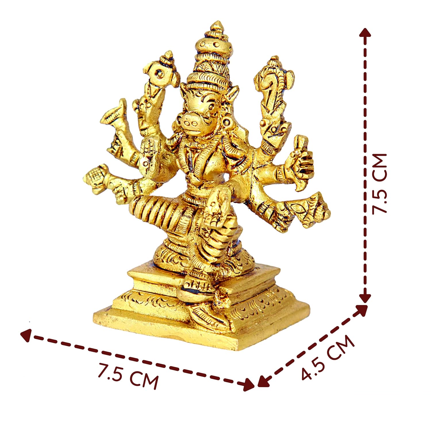 Divine Atrz | Small Varahi Amman Statue | Varahi Amman Silai Small | Small Varahi Statue | Varahi Amman Idol Brass 7.5 CM Height, Gold Colour 1 No