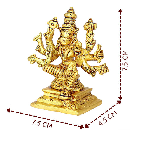 Divine Atrz | Small Varahi Amman Statue | Varahi Amman Silai Small | Small Varahi Statue | Varahi Amman Idol Brass 7.5 CM Height, Gold Colour 1 No